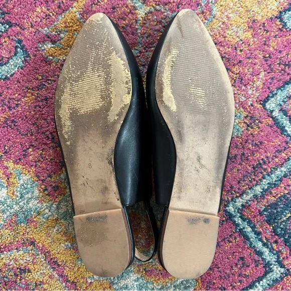 Madewell | Women’s black leather Margot slingback classic pointed toe flats sz 8 - Picture 13 of 16